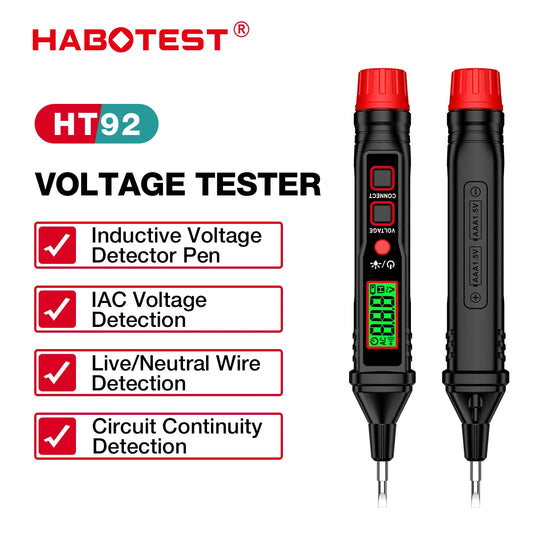 HABOTEST HT92 Pen Type Voltage Tester AC12-300V Indicator Backlight Flashlight Sensitivity AC Voltage Electrician Tester